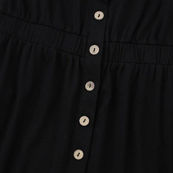 Black Button Up High Waist Long Sleeve Dress New Sizes S, M. L, XL, 2XL - Picture 5 of 12